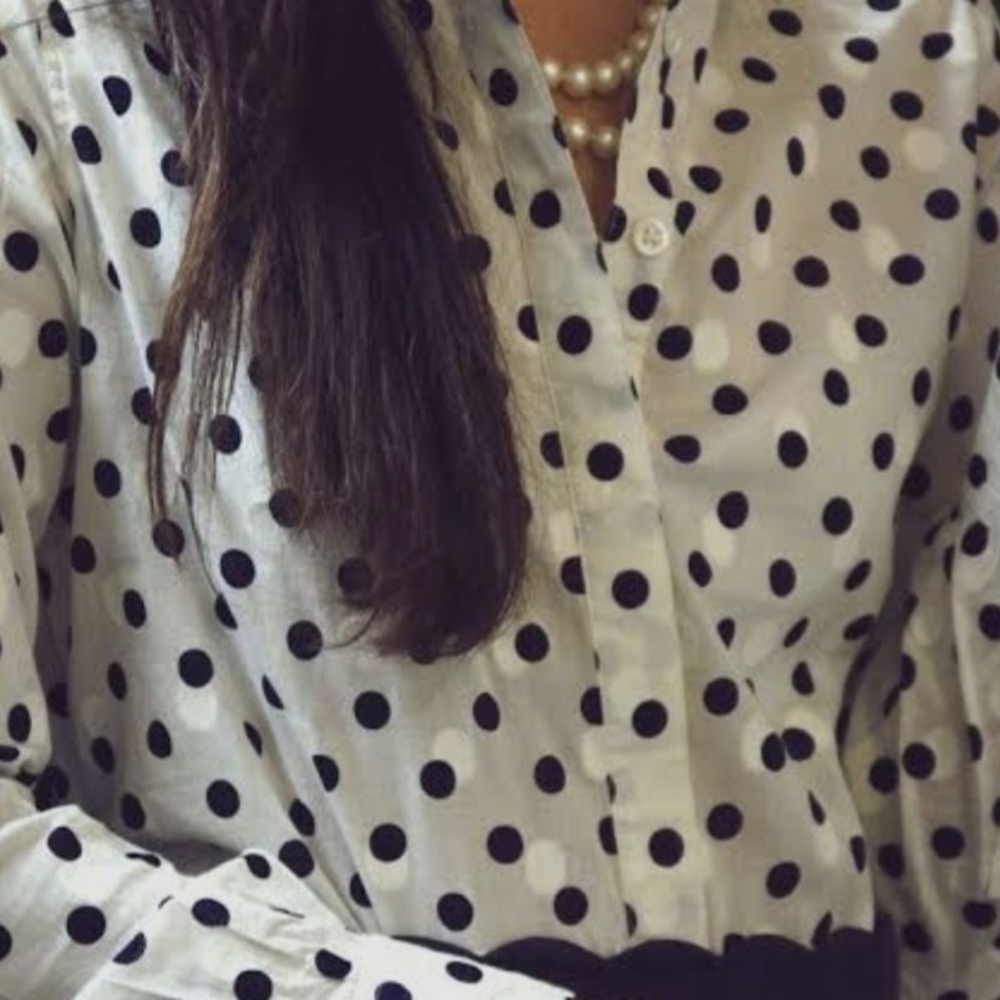 J. Crew Black and White Polka Dot Button Down Shirt